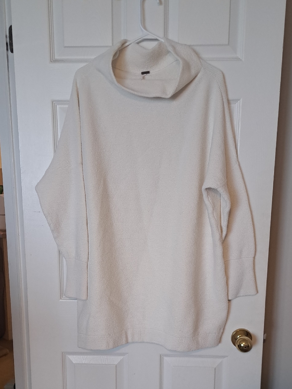 Free People Cream Cowl Neck Tunic Sweater